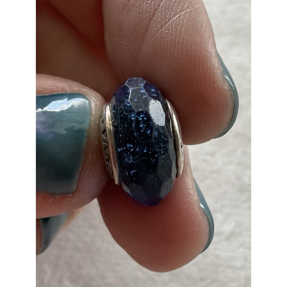 Pandora Dark Blue Murano Glass Charm ALE 925 Sterling Silver